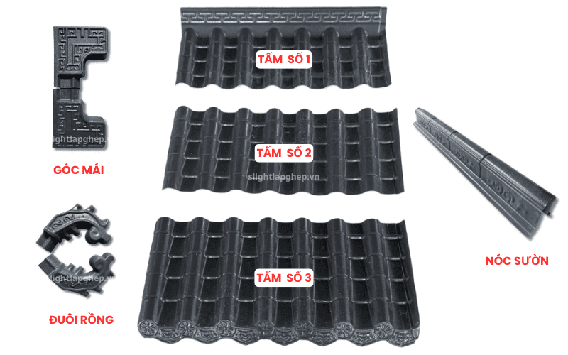 vị trí phụ kiện Ngói nhựa Âm Dương Santiago