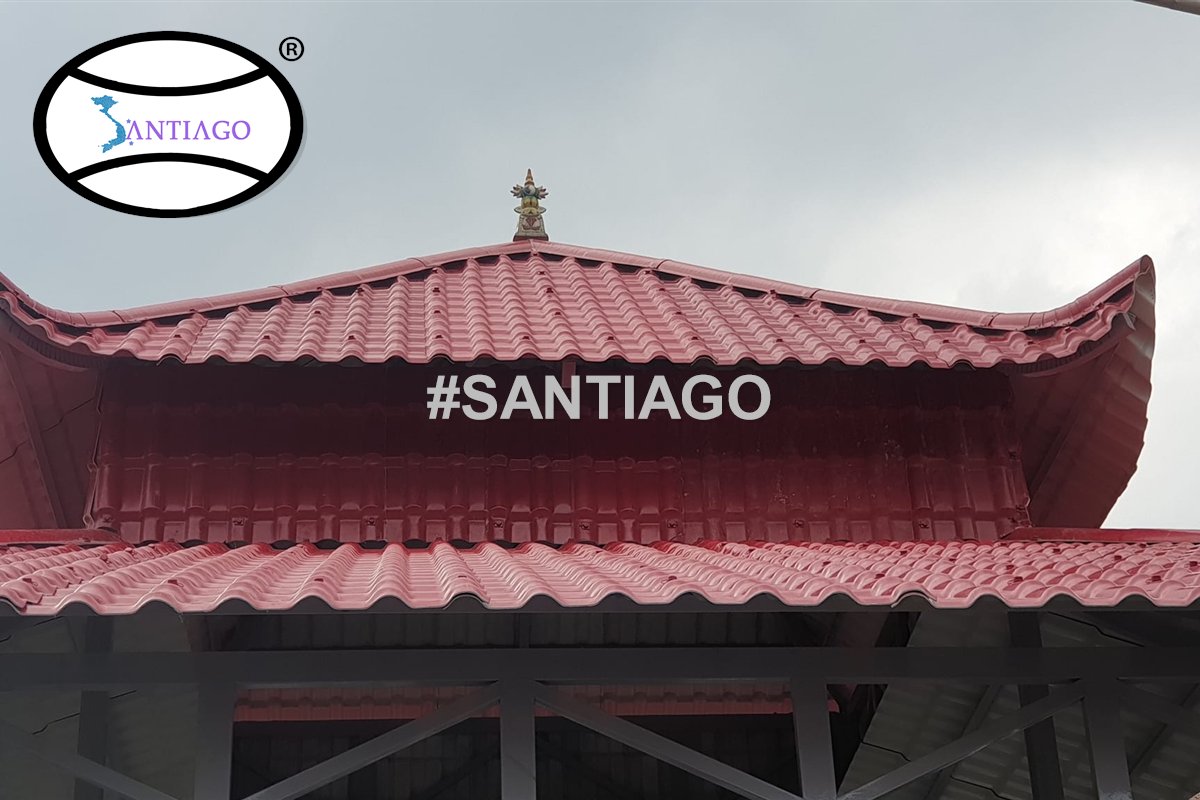 Mái cong lợp ngói nhựa Santiago màu đỏ
